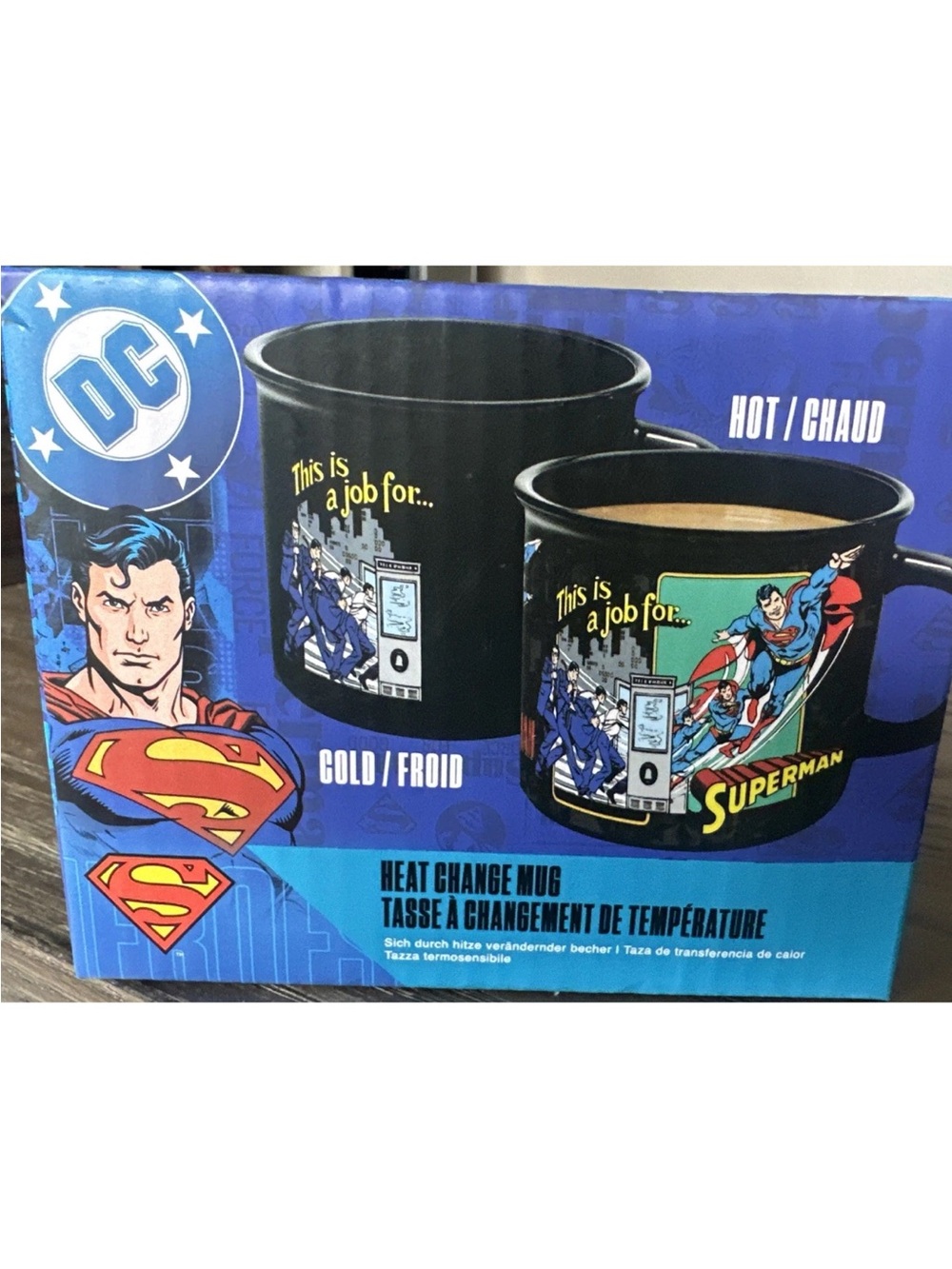 DC Comics Superman Heat-Change Black and Blue Mug